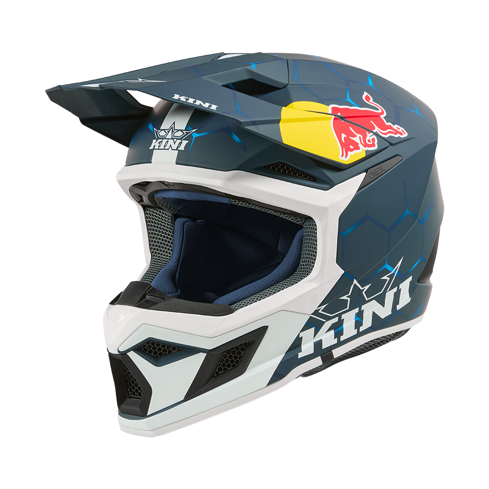Детска мотокрос каска KINI RED BULL MX3 1.0-BLUE/WHITE